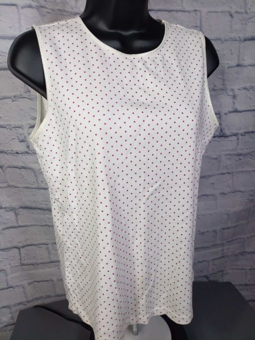 Christopher & Banks Polka Dot Sleeveless High Neck Top